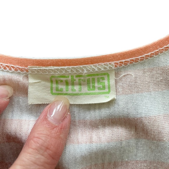 VINTAGE CITRUS SUNDRESS Peach and White Size L Fit and Flare Style Pastel Orange - Picture 5 of 9